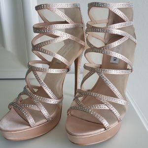 Steve Madden Satin Crystal Platform Stilettos